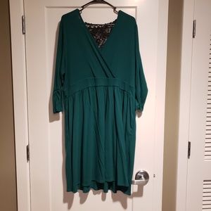 Torrid Green with Black Lace Dress 2X WITH POCKETS